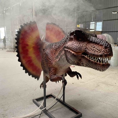 Gerçekçi Animatronik Dinozor Dilophosaurus Başı Sigara Efekti
