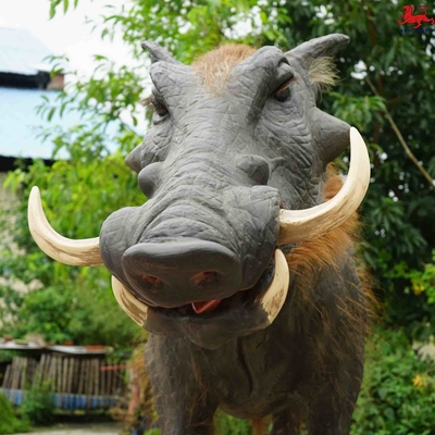 satın al Canlı Kükreyen Ses ile Özelleştirilmiş Gerçekçi Animatronik Hayvanlar Yaban Domuzu Modeli online manufacture