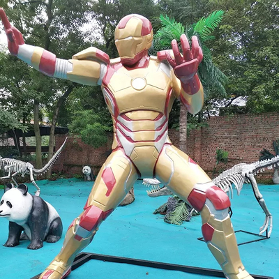 Su geçirmez Özel Fiberglas Ürünleri Reçine Marvel Demir Adam Heykeli